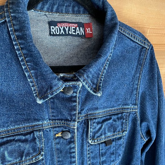 Roxy X Quiksilver Collaboration Classic Blue Denim Jean Jacket! Women XL - Picture 9 of 12